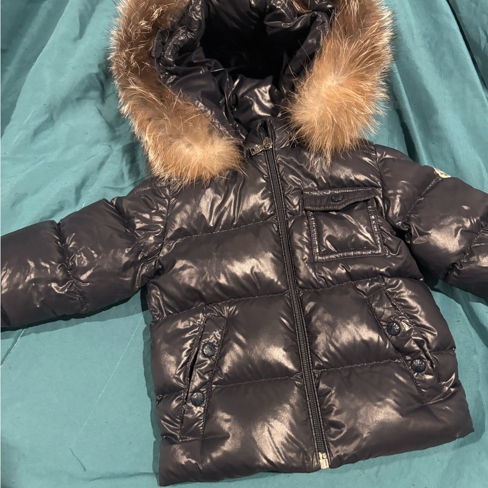Moncler Black Puffer Jacket with Fur Trim